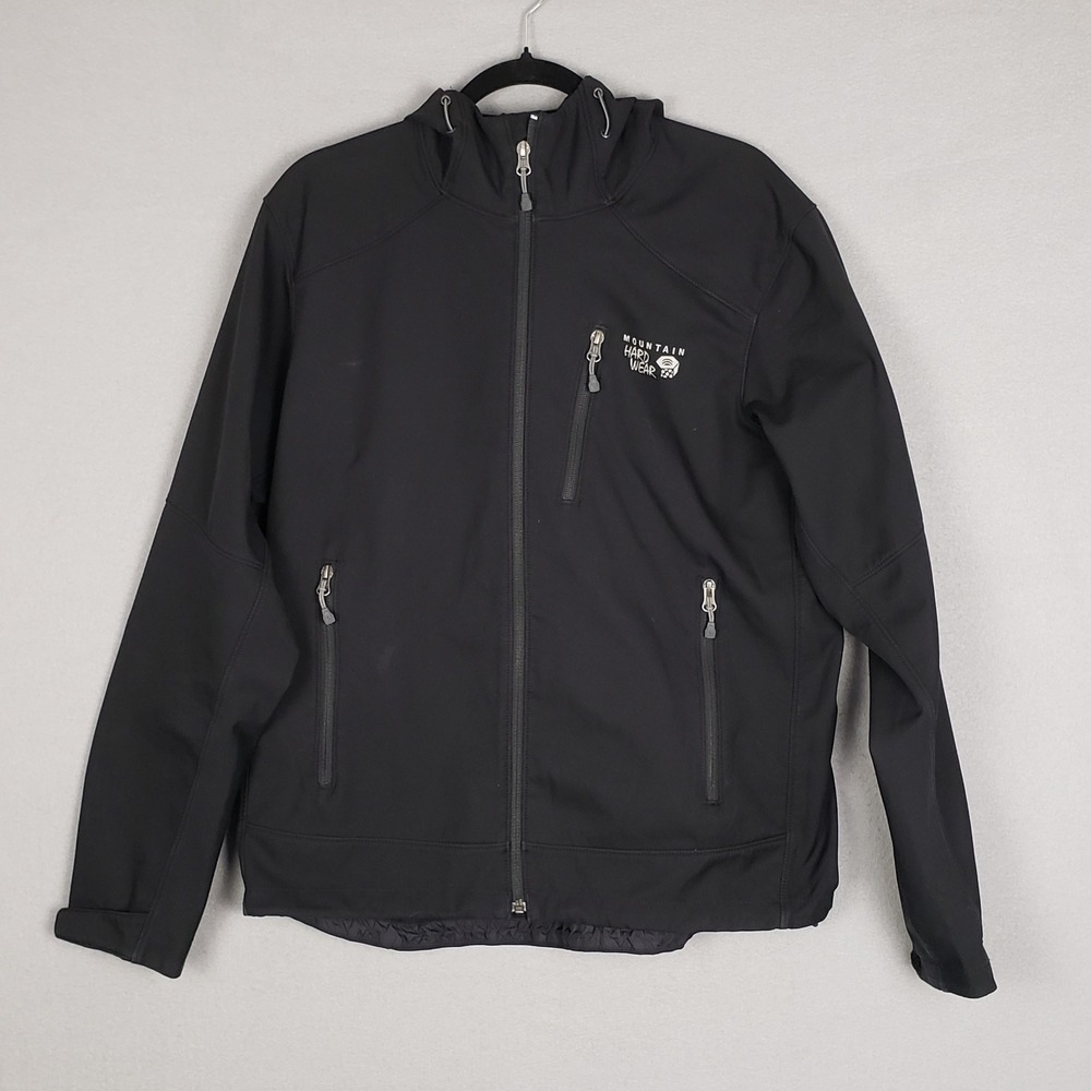 Mountain Hard Wear Size L Softshell Hooded Jacket Black Water Resistant Gorpcore